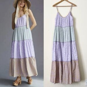 Roller Rabbit SMALL Ismay Dakota colorblock tiered pastel maxi dress